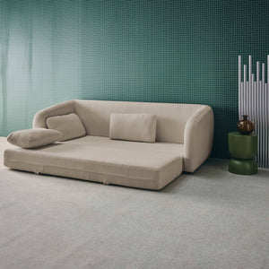 Divano letto in tessuto ciniglia, 3 posti, grigio chiaro