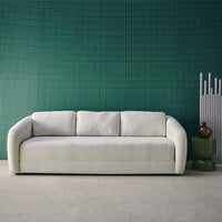 Divano letto in tessuto ciniglia, 3 posti, bianco