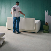 Divano letto in tessuto ciniglia, 3 posti, bianco