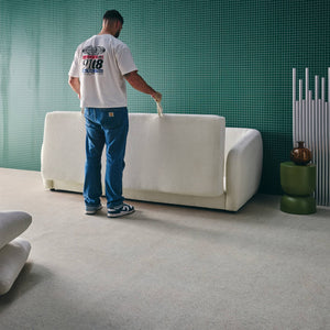 Divano letto in tessuto ciniglia, 3 posti, bianco