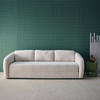 Divano letto in tessuto ciniglia, 3 posti, bianco