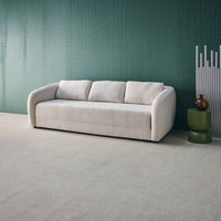 Divano letto in tessuto ciniglia, 3 posti, bianco