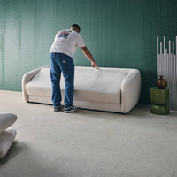 Divano letto in tessuto ciniglia, 3 posti, bianco