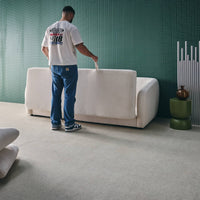 Divano letto in tessuto ciniglia, 3 posti, bianco