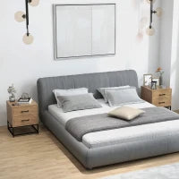 Set di 2 Comodini con 2 Cassetti Stile Industriale in Legno e Acciaio, Colore Legno