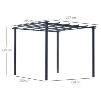 Gazebo Pergola da Giardino 3x3m Decorabile con Rampicanti in Metallo Nero