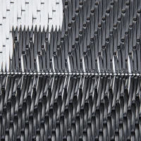 Tappeto Esterno per Balcone e Terrazza Reversibile con Fantasia Geometrica, 2.74x1.82 m, Nero e Bianco