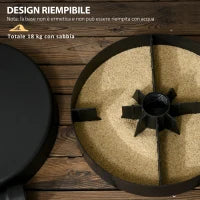 Base per Ombrellone da Giardino in Plastica PP max 18kg di Peso, Ø45x33 cm, Nero