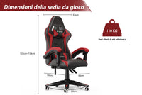Sedia gaming ergonomica - RATTANTREE - con Supporto Lombare Sedia da Gioco in Pelle Pu con Altezza Regolabile - Rouge