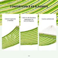 Hammock Amaca da Giardino Doppia per 2 Persone, Dondolo Sospeso da Campeggio in Cotone e Poliestere con Cuscino 188x140cm