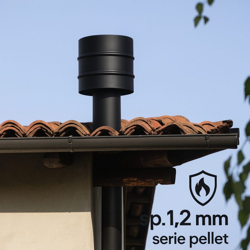 Fumaiolo 4 venti per stufa a pellet sp. 1,2 mm Ø 80