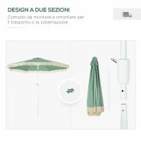 Ombrellone da Giardino a Manovella Inclinabile e Palo a 2 Sezioni, Poliestere e Metallo, 2.6x2.4 m, Verde