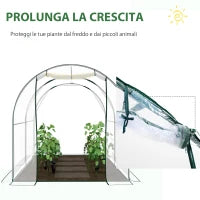 Serra Tunnel da giardino, Serra da Balcone per Piante e Orto con Copertura in PVC, Porta Avvolgibile e Telaio in Acciaio, 2x2.5x2m