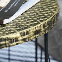 Set di 2 Tavolini da Giardino in Metallo con Ceste, Arredamento da Esterno Stile Industriale Nero