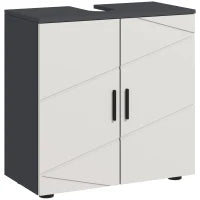 kleankin Mobile Sottolavabo Bagno in Legno con Armadietto 2 Ante, 60x30x60cm, Grigio