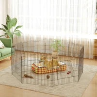 Recinto per Cani e Cuccioli 8 Pannelli in Acciaio, Gabbia per Cani, Box per Animali Domestici da Interno e Esterno, Ø180x61 cm, Nero