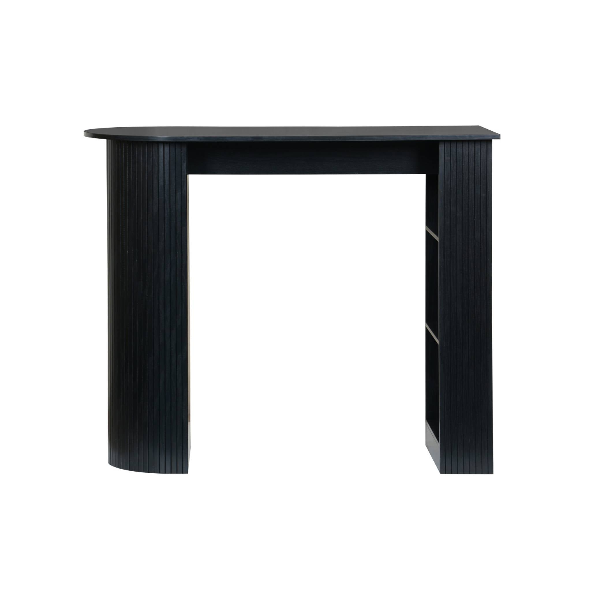 Tavolo alto da cucina decorato in legno con ripostigli, nero