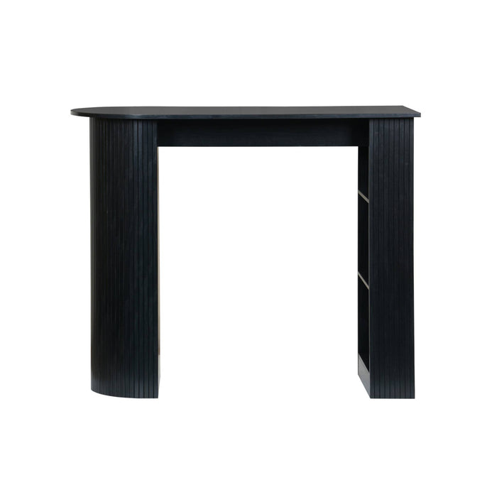 Tavolo alto da cucina decorato in legno con ripostigli, nero