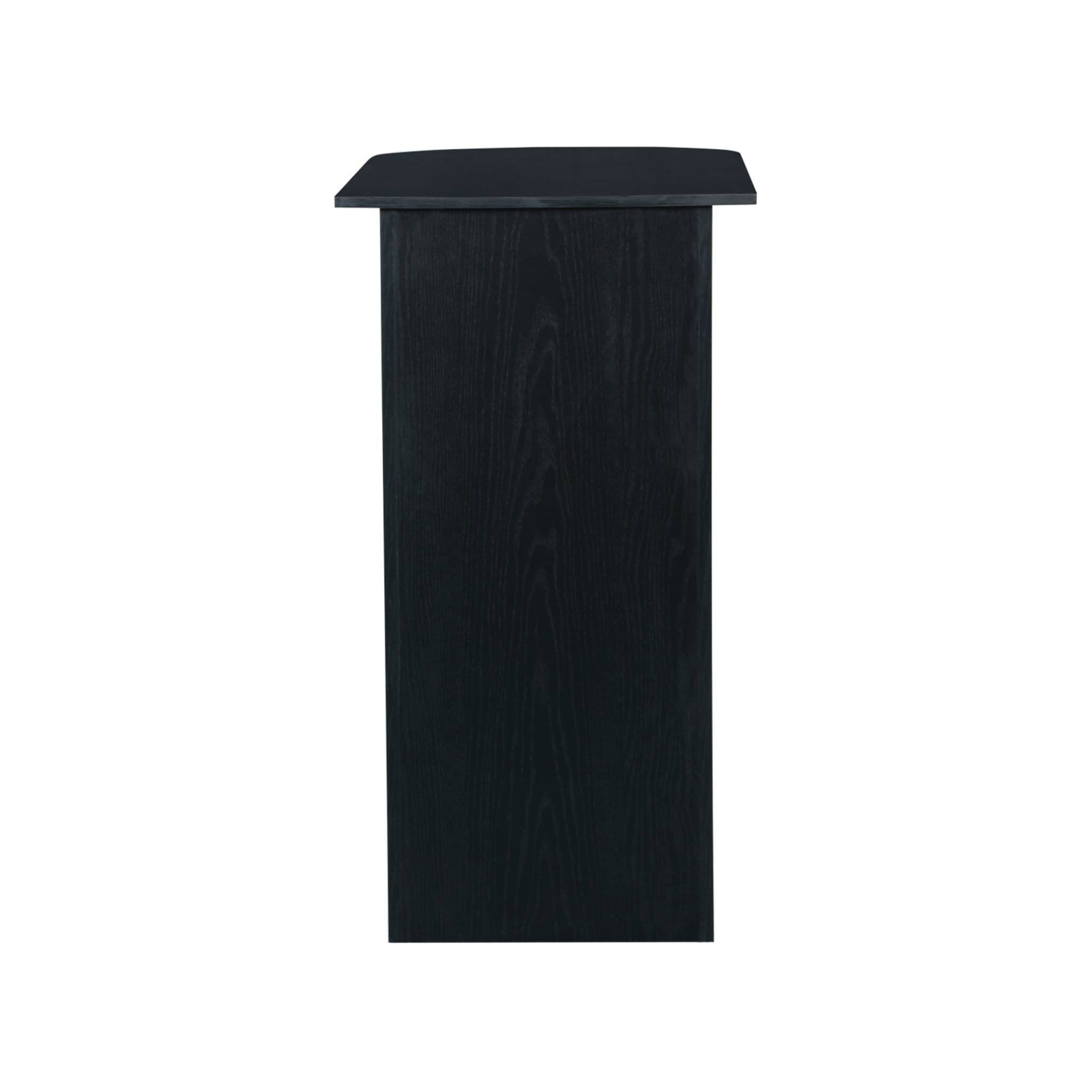 Tavolo alto da cucina decorato in legno con ripostigli, nero