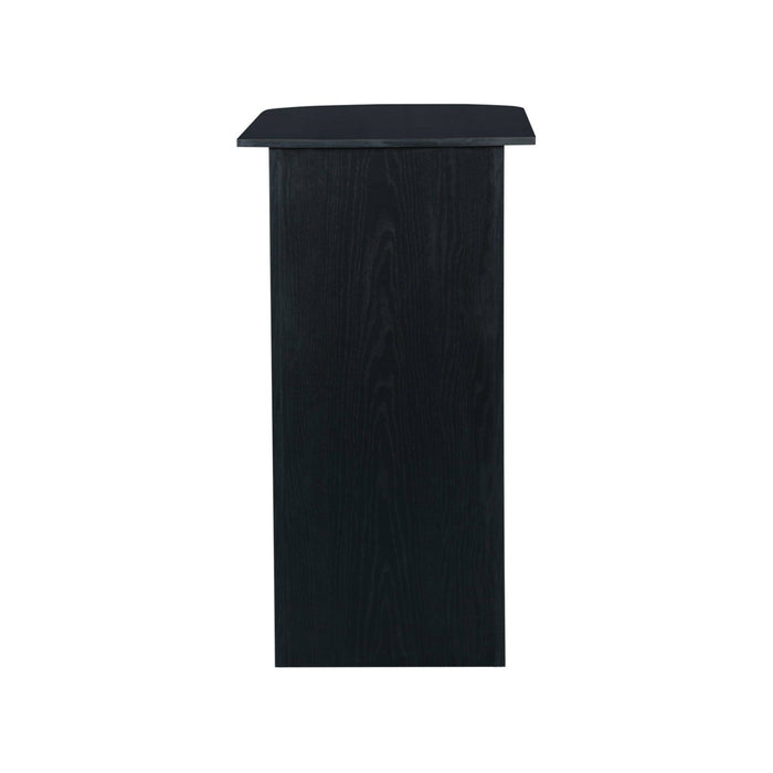 Tavolo alto da cucina decorato in legno con ripostigli, nero