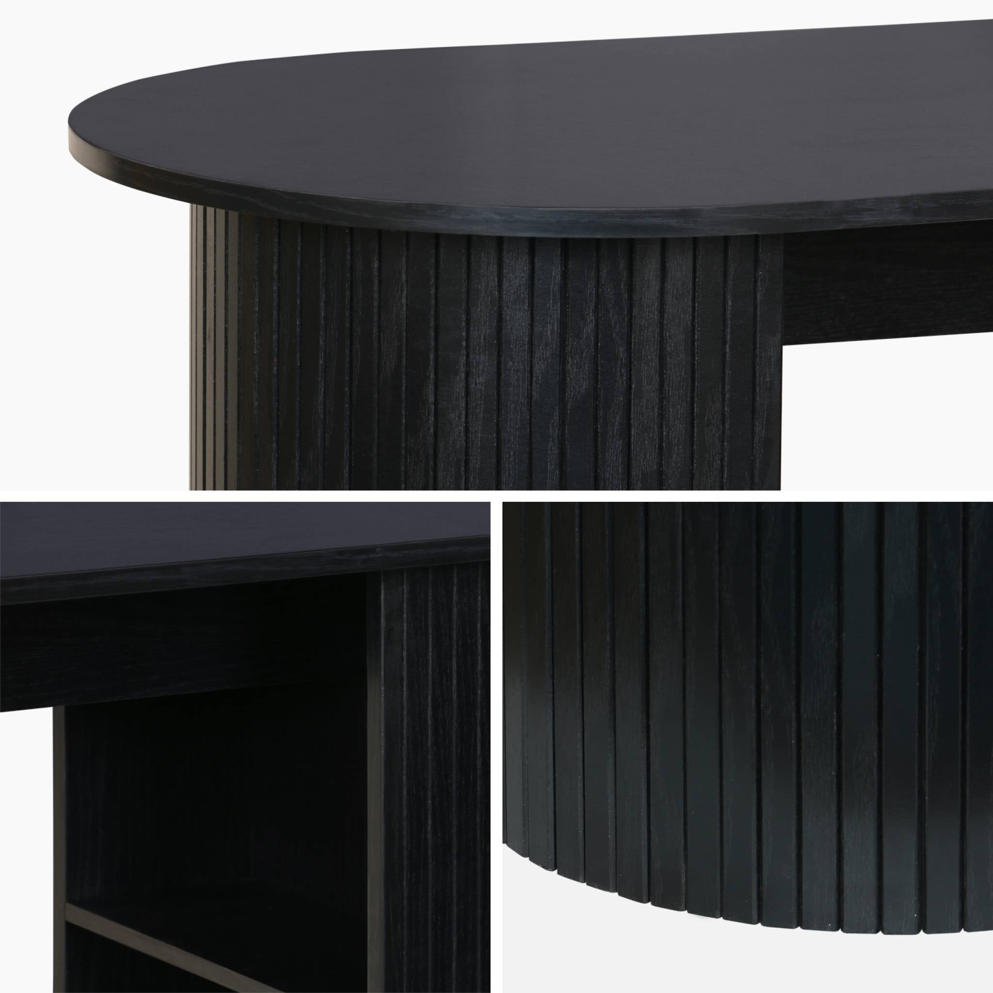 Tavolo alto da cucina decorato in legno con ripostigli, nero