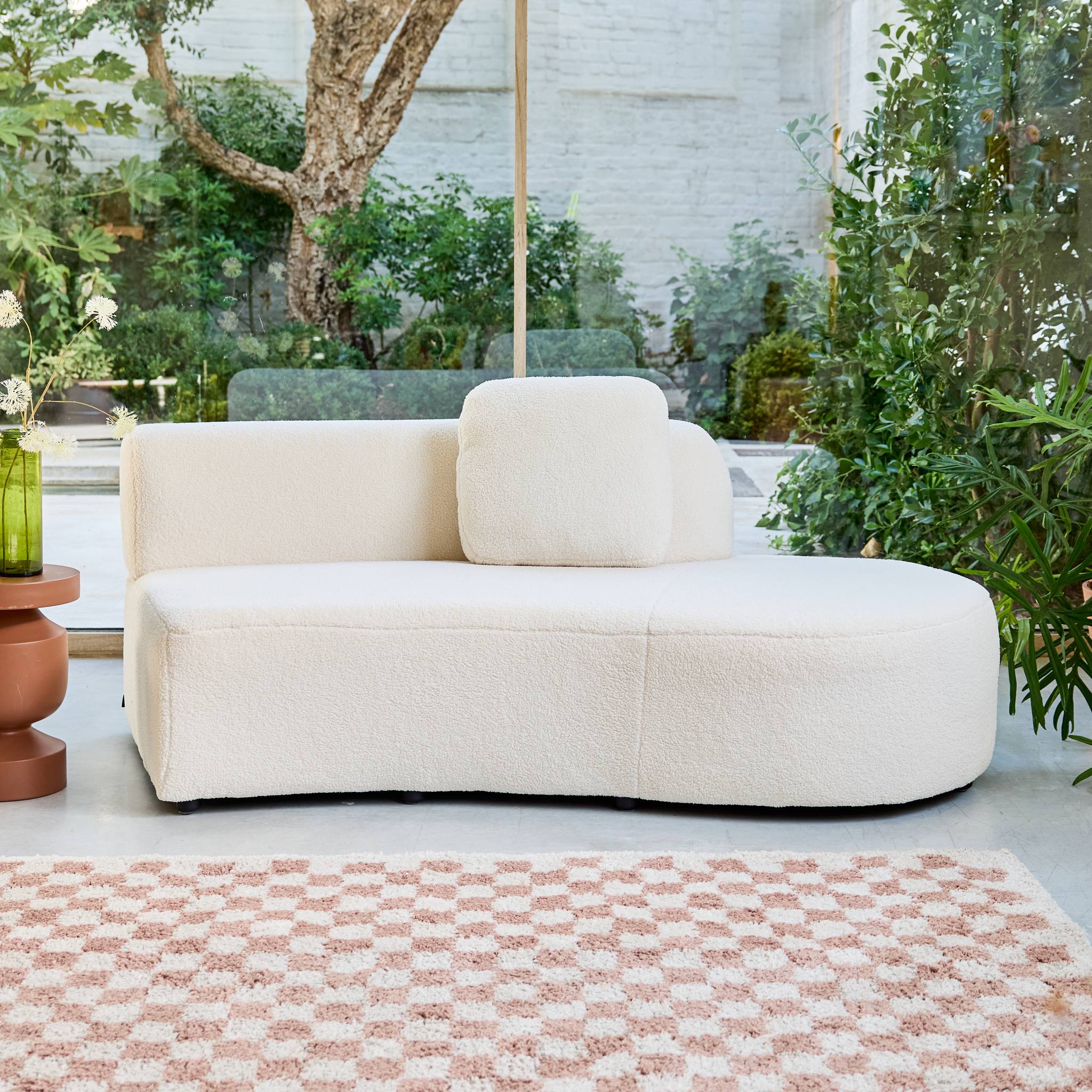 Divano virgola organico 2-3 posti bouclé, bianco