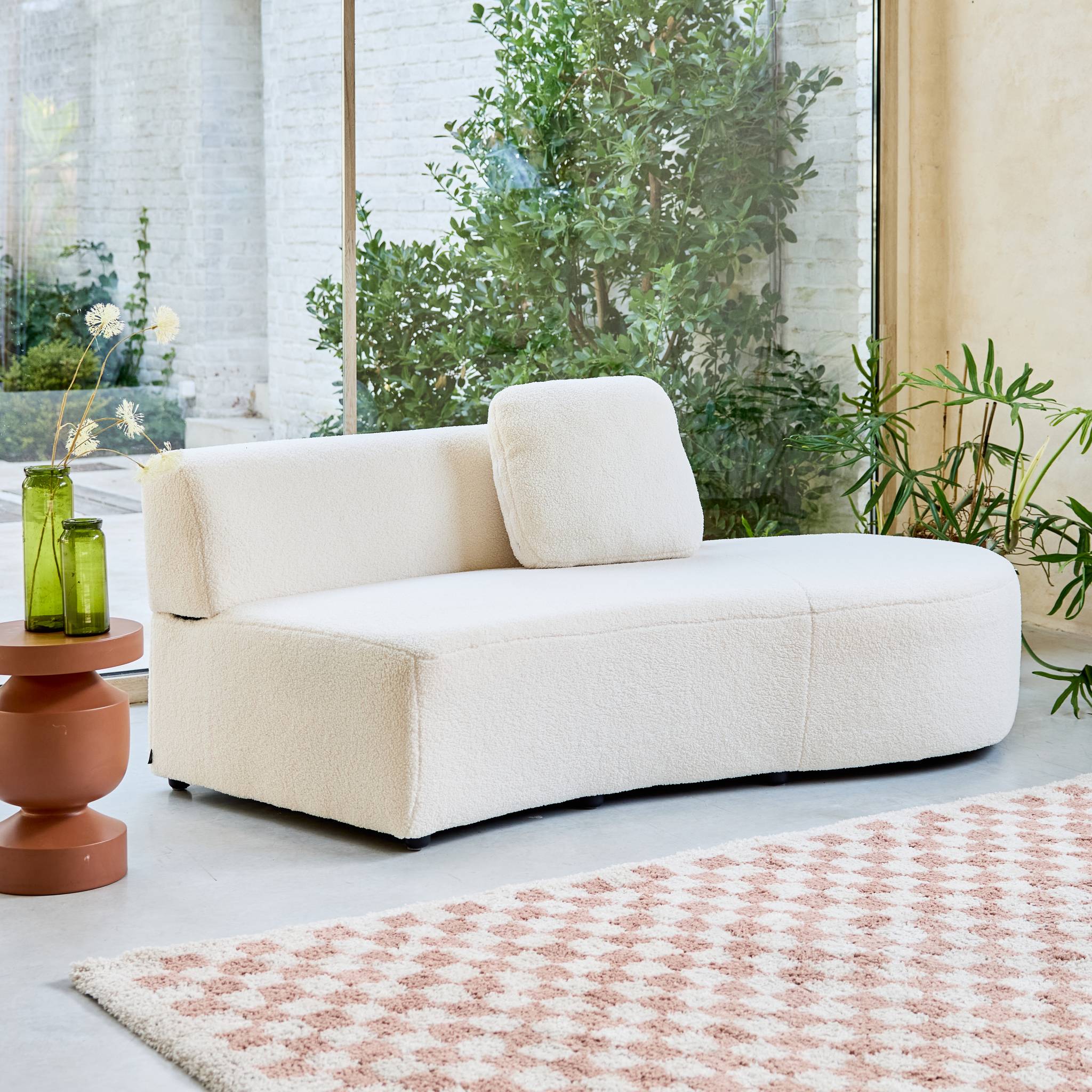 Divano virgola organico 2-3 posti bouclé, bianco