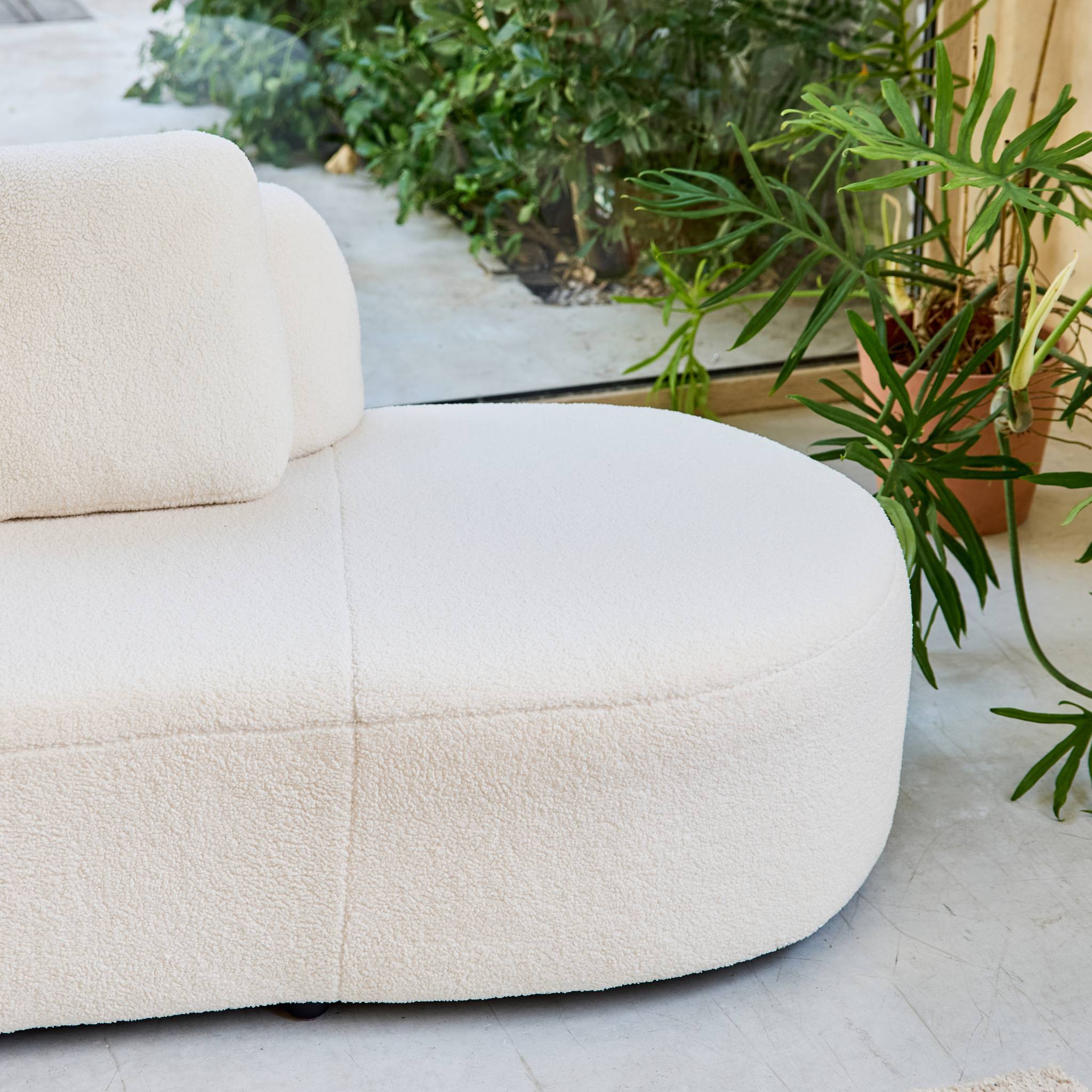 Divano virgola organico 2-3 posti bouclé, bianco