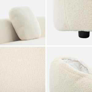 Divano virgola organico 2-3 posti bouclé, bianco