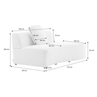 Divano virgola organico 2-3 posti bouclé, bianco