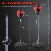 Set Punching Ball da Terra per Adolescenti con Guantoni e Pompa, Altezza Regolabile da 126-144 cm