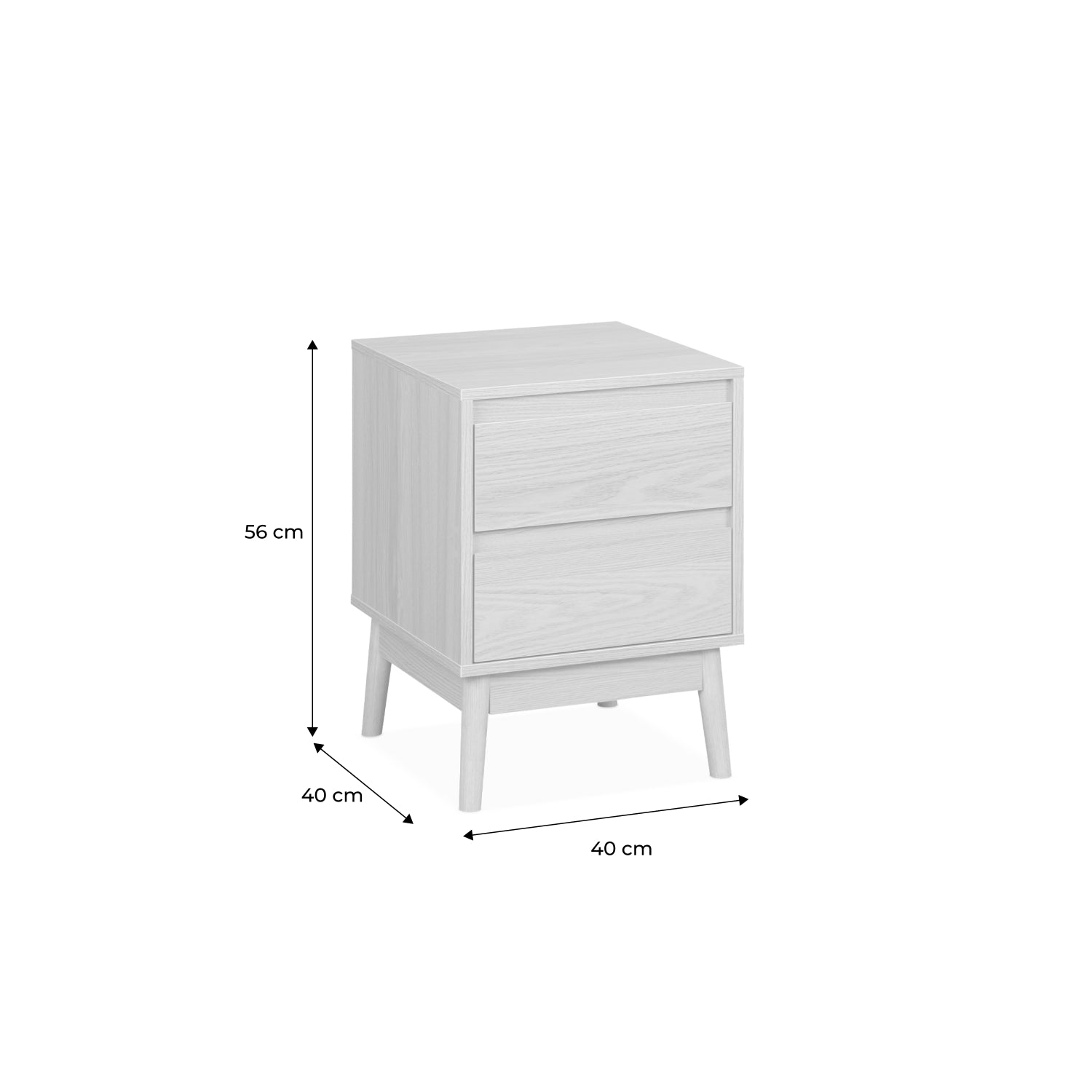 Set di 2 comodini effetto legno con due cassetti, marrone naturale