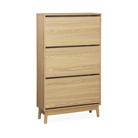 Scarpiera scandinava, arredamento in legno, marrone naturale