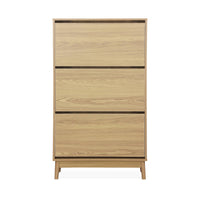 Scarpiera scandinava, arredamento in legno, marrone naturale