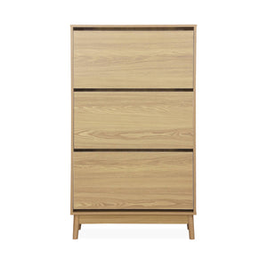 Scarpiera scandinava, arredamento in legno, marrone naturale