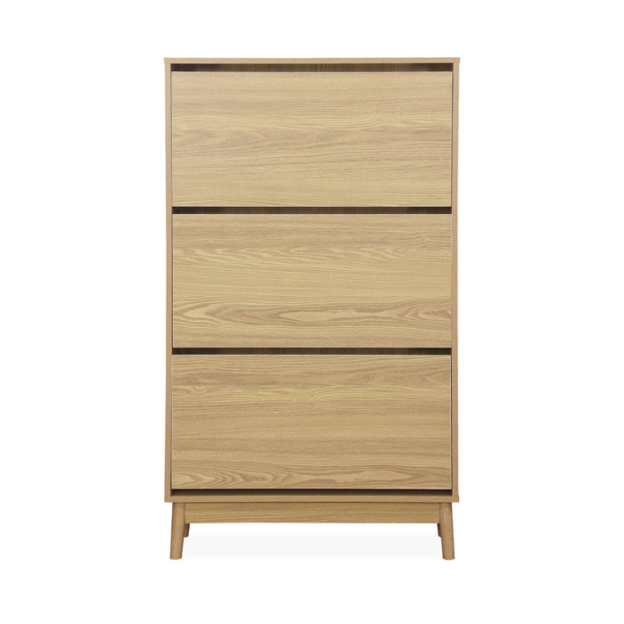 Scarpiera scandinava, arredamento in legno, marrone naturale