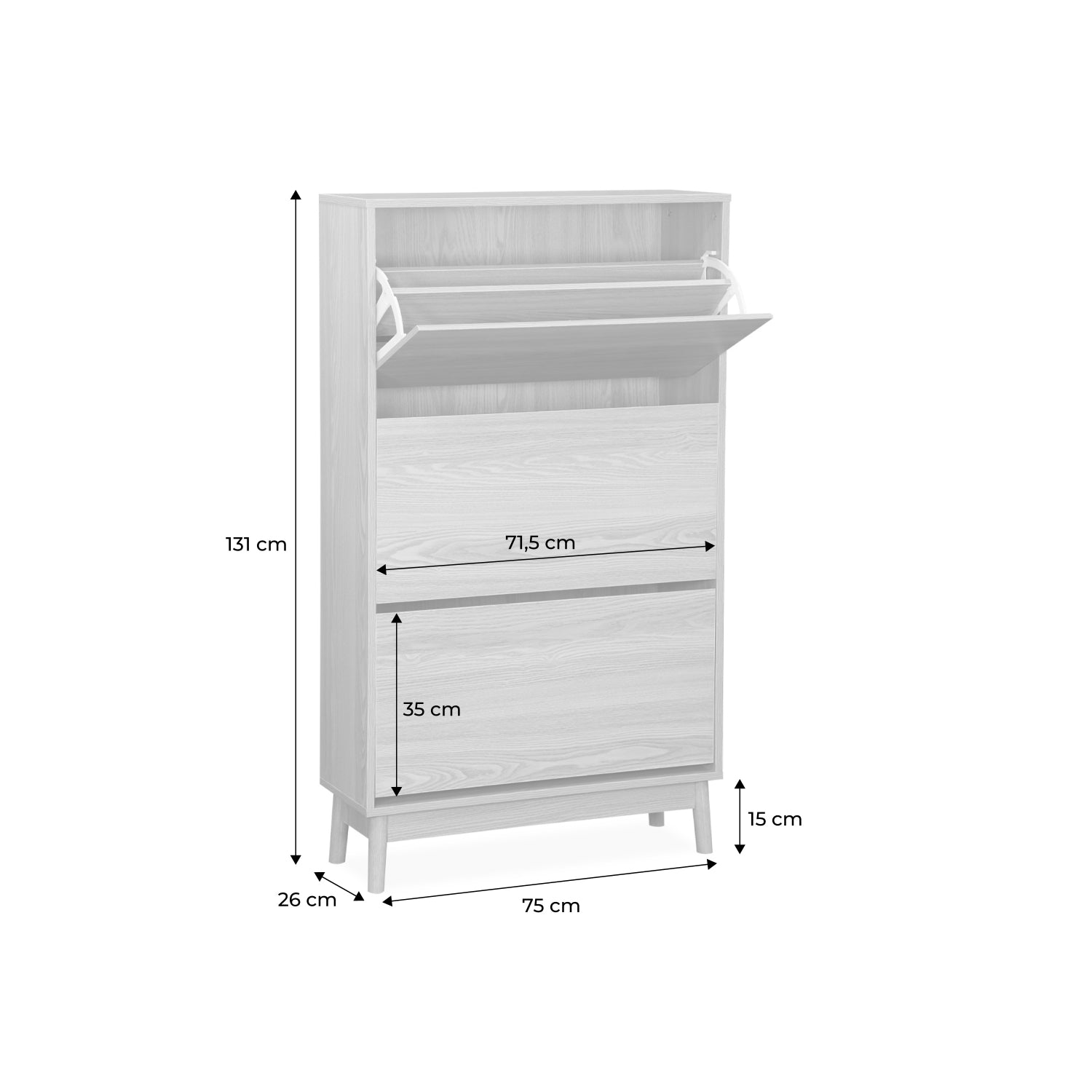 Scarpiera scandinava, arredamento in legno, marrone naturale