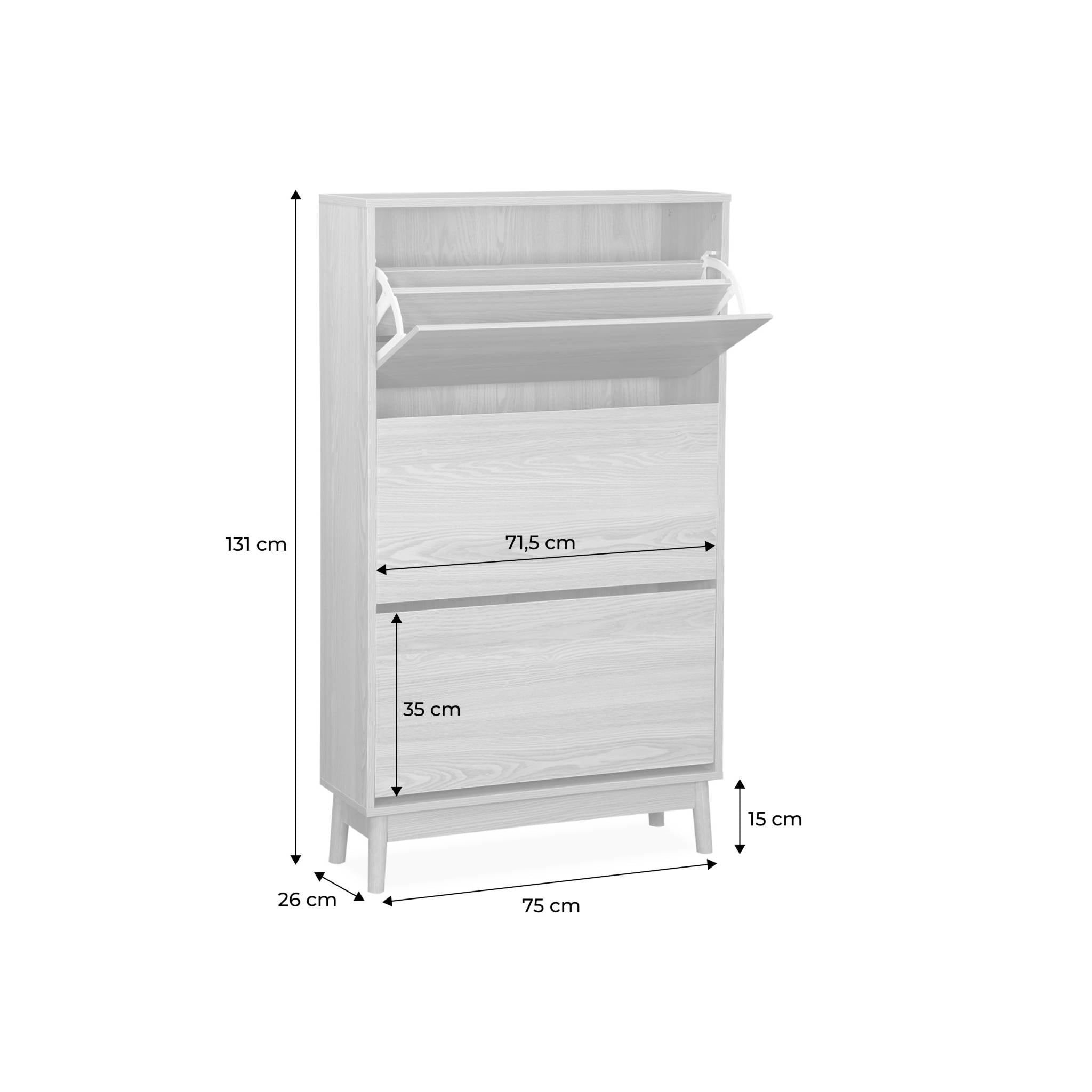 Scarpiera scandinava, arredamento in legno, marrone naturale