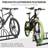 Rastrelliera Portabiciclette Parcheggio per 4 Biciclette in Acciaio, 110x33x27 cm, Nero