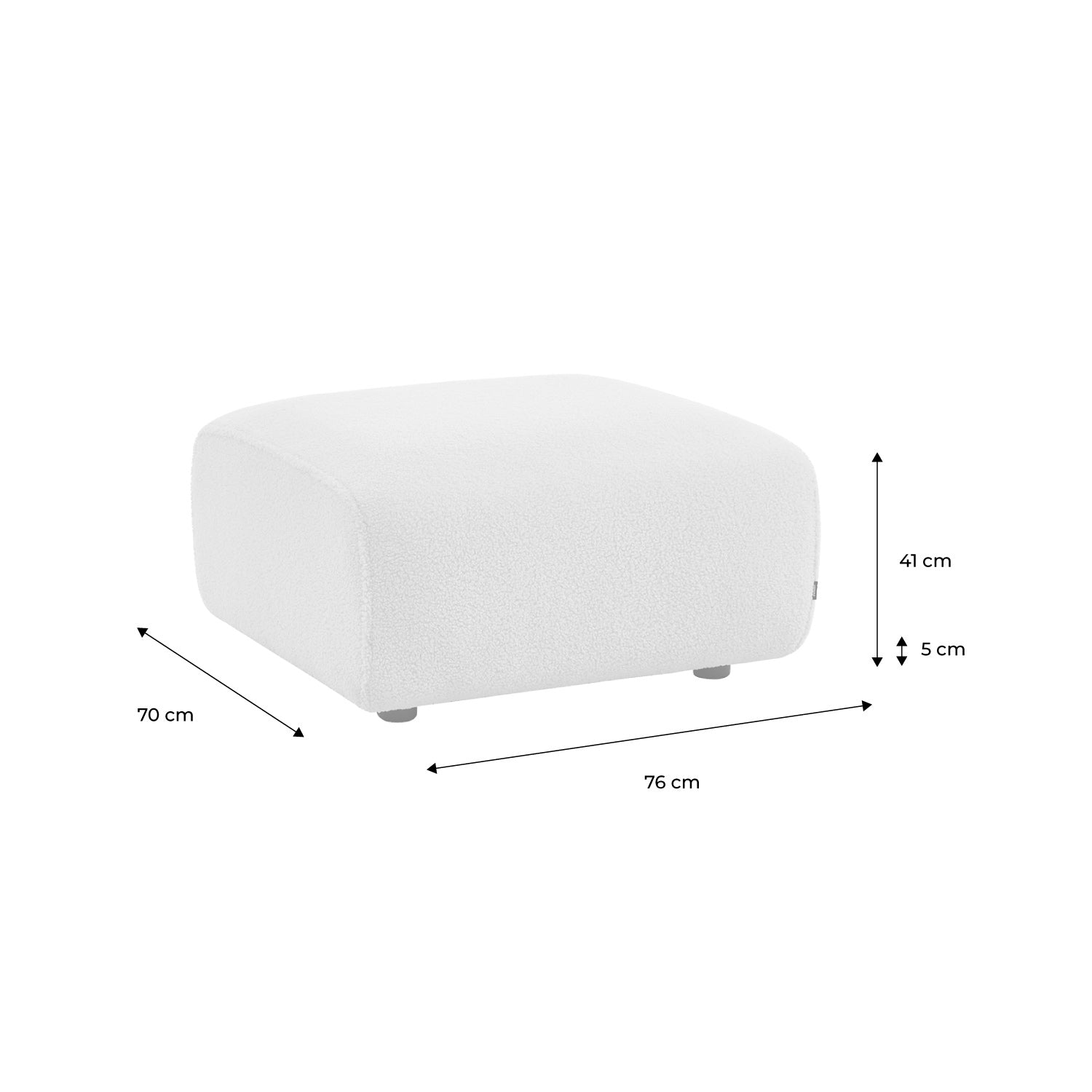 Pouf, poggiapiedi per divano 2 posti wallas bouclé, bianco