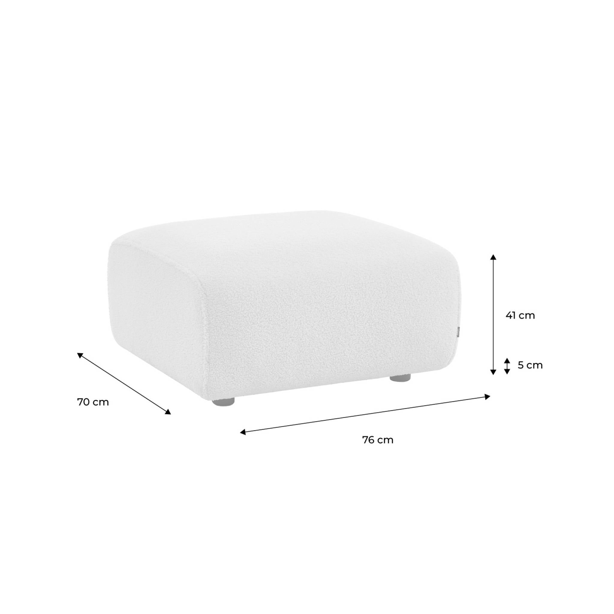 Pouf, poggiapiedi per divano 2 posti wallas bouclé, bianco