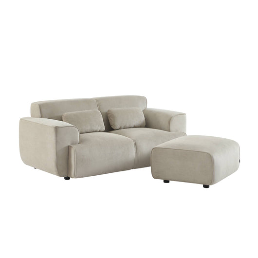 Pouf, poggiapiedi per divano wallas velluto a coste, 2 posti, grigio