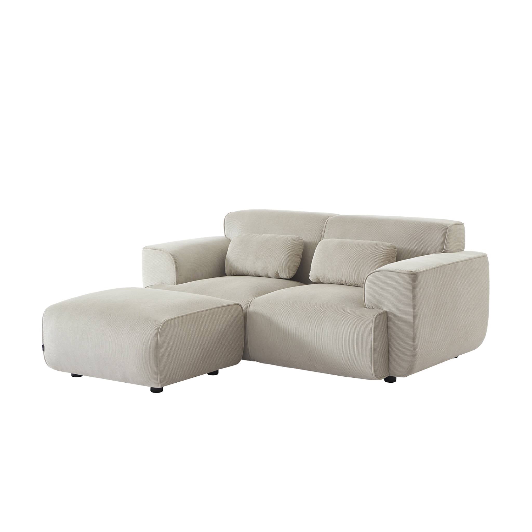 Pouf, poggiapiedi per divano wallas velluto a coste, 2 posti, grigio