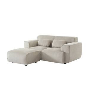 Pouf, poggiapiedi per divano wallas velluto a coste, 2 posti, grigio