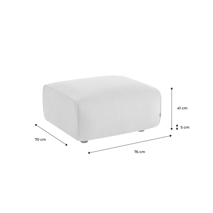 Pouf, poggiapiedi per divano wallas velluto a coste, 2 posti, grigio