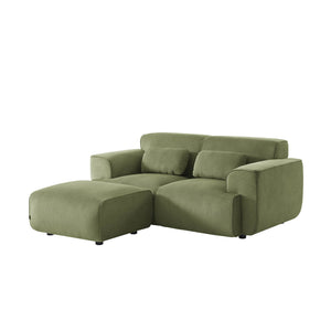 Pouf, poggiapiedi per divano wallas velluto a coste, 2 posti, verde