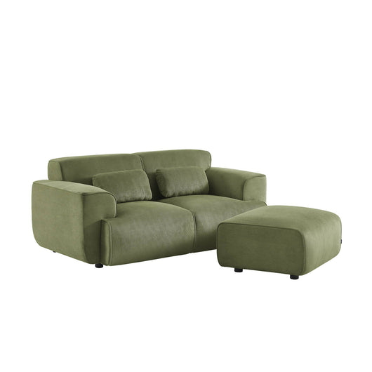 Pouf, poggiapiedi per divano wallas velluto a coste, 2 posti, verde