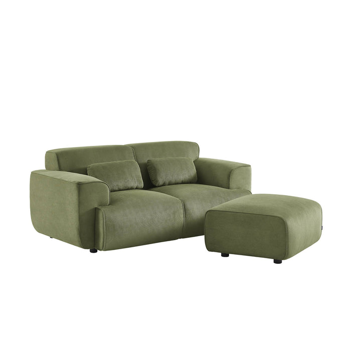 Pouf, poggiapiedi per divano wallas velluto a coste, 2 posti, verde