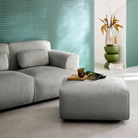 Pouf, poggiapiedi per divano wallas velluto a coste, 2 posti, grigio