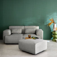 Pouf, poggiapiedi per divano wallas velluto a coste, 2 posti, grigio